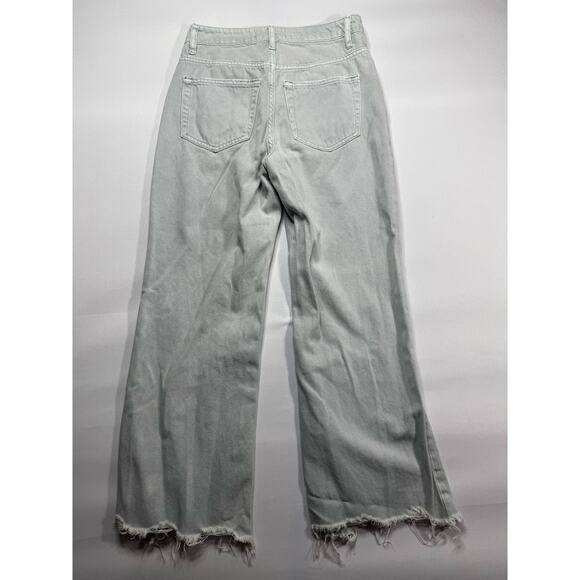 Vervet Women's Distressed Straight Crop Mint Green Denim Jeans - Size 24 (25x24) - Picture 2 of 4